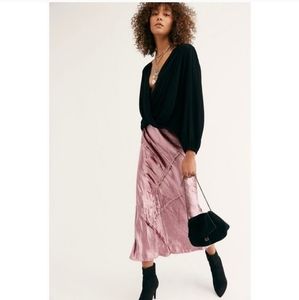 Free People Serious Swagger Midi Skirt NWT velvet